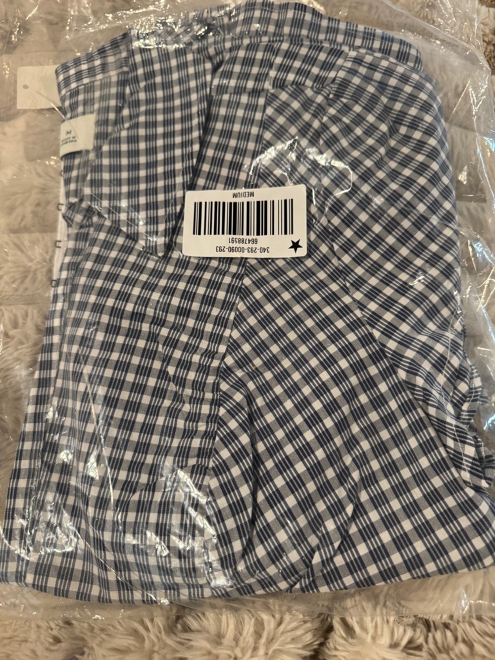 Hollister Navy and White Plaid Button-Up Shirt